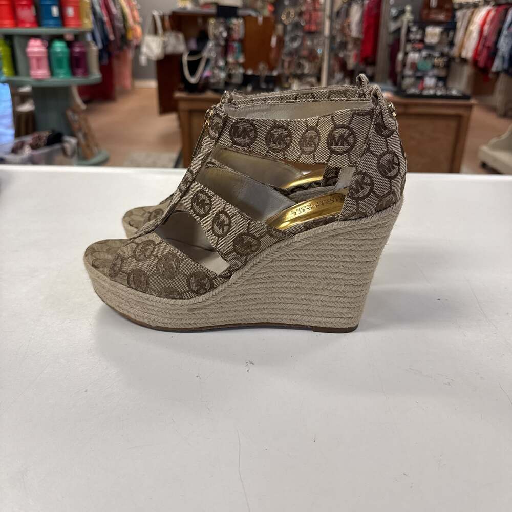 Michael Kors Damita Canvas Front Zip Wedges
